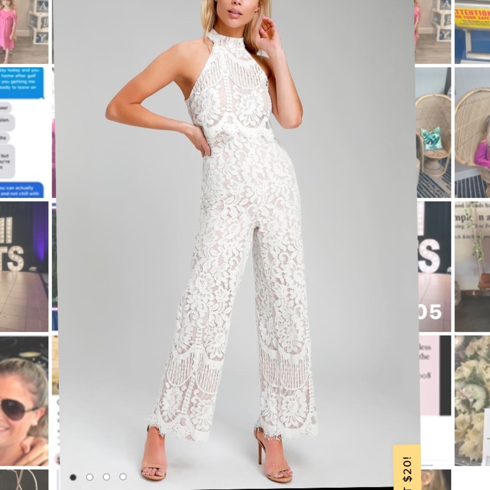 Lace halter jumpsuit, bridal outfit